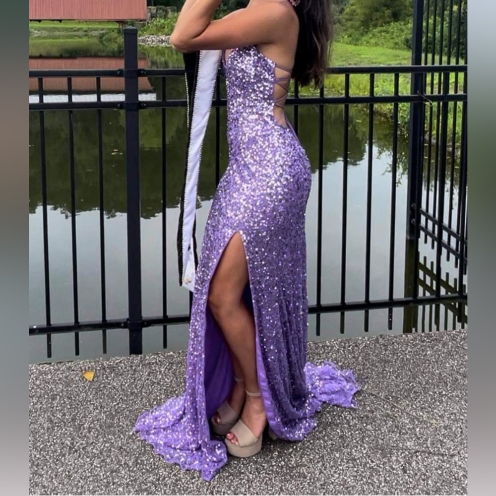 Rachel Allan Lavender Sequin Dress - Picture 5 of 7
